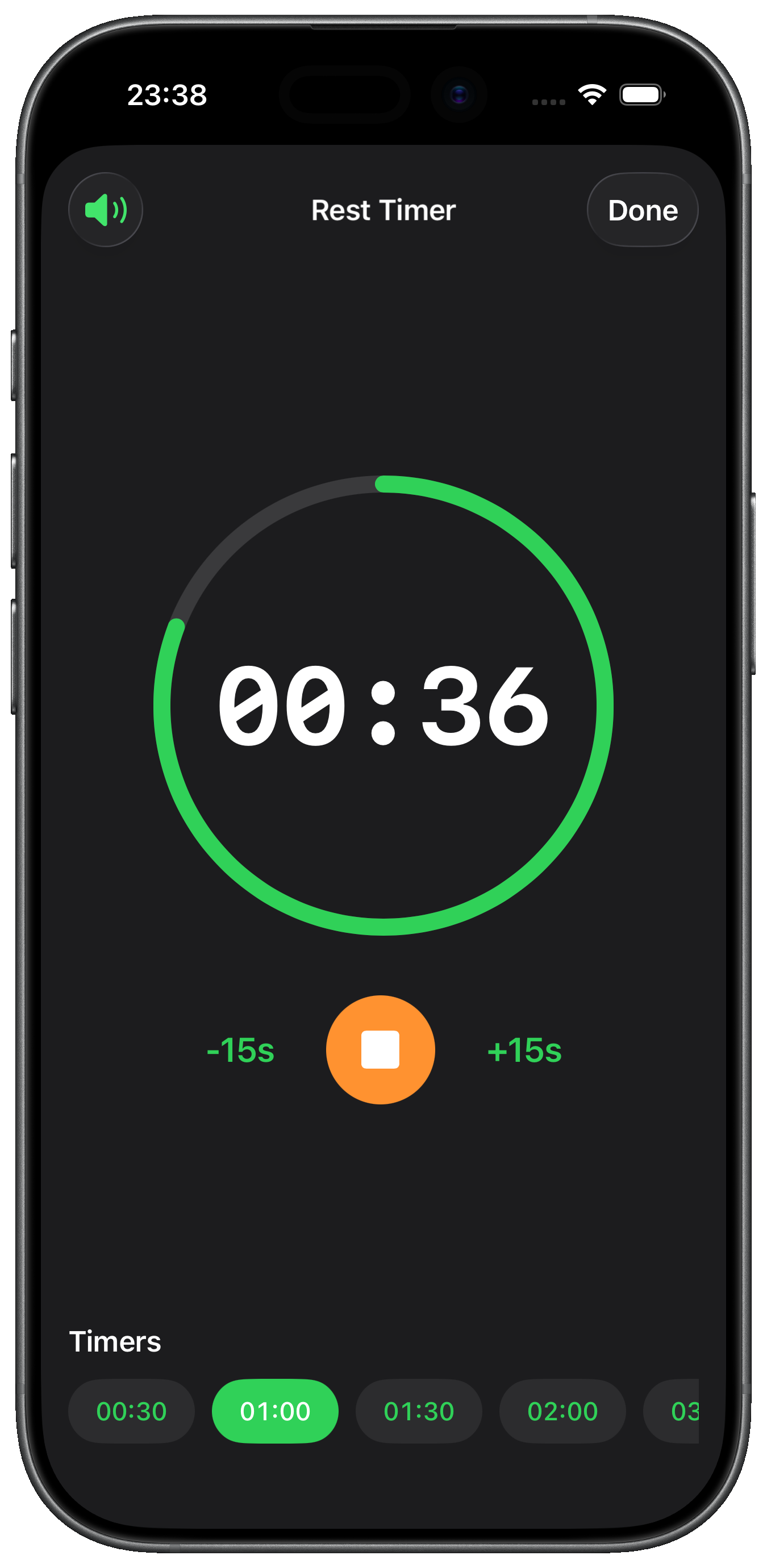 Rest timer in Gym Plan